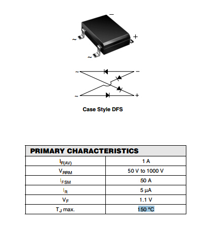Miniature Glass Passivated Single Phase Surface Mount Bridge Rectifiers DF06S-E3-77