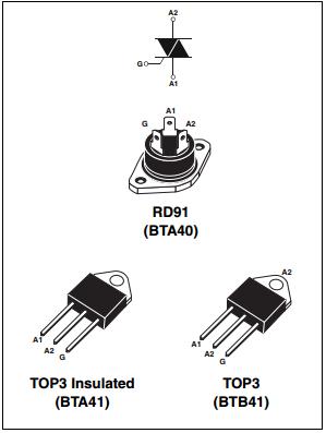 BTA40-600B complementary silicon power transistors Mosfet Power Module 40A TRIACs