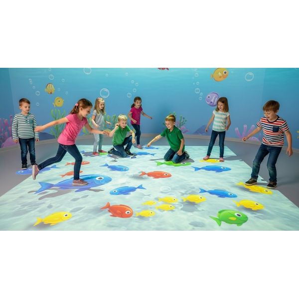 Interactive Floor Projection Game: Step on Fish Fun