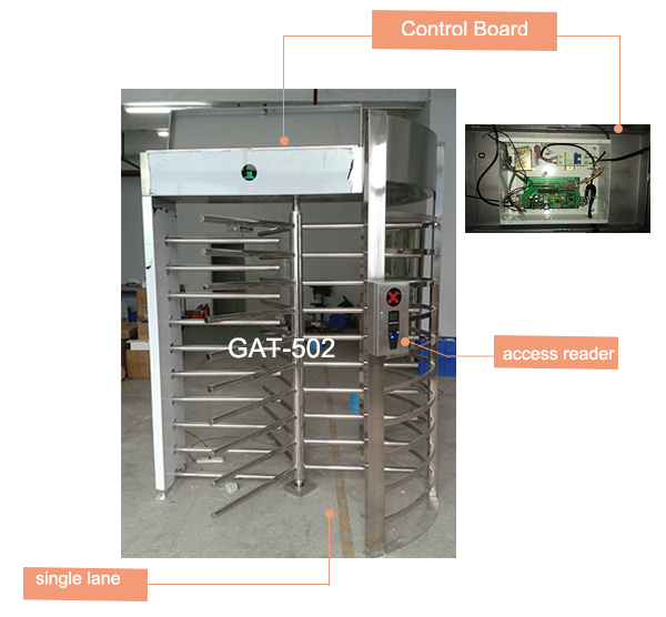Biometric Face Recognition QR Code Full Height Turnstile SUS304 Single Door Security Gate for Museum & Art Gallery Access