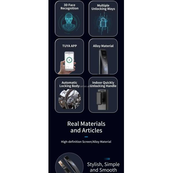 Finger Vein Unlock Tuya Smart Lock with Visual Intercom 3D Face Recognition