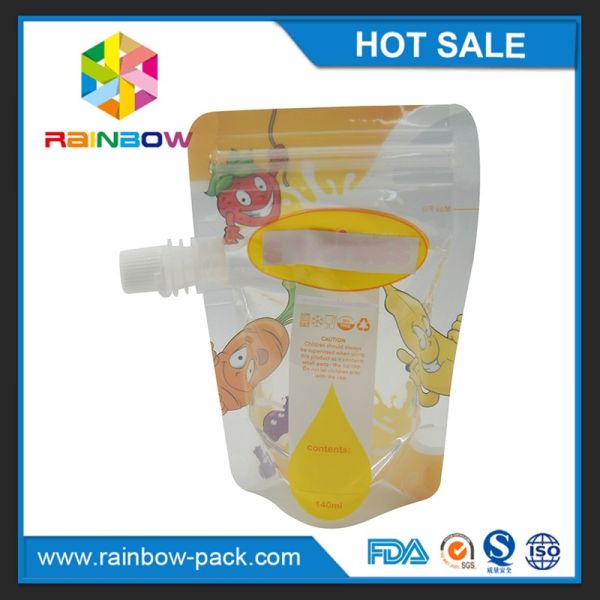 Transparent Liquid Spout Bag For Beverage / Energy Drink Packaging