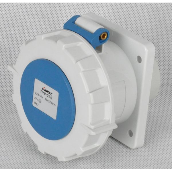 Straight IP67 Outdoor Industrial Panel Mounted Receptacles /Sockets 16A,32A,63A,125A 2P+E, 3P+E 3P+N+E