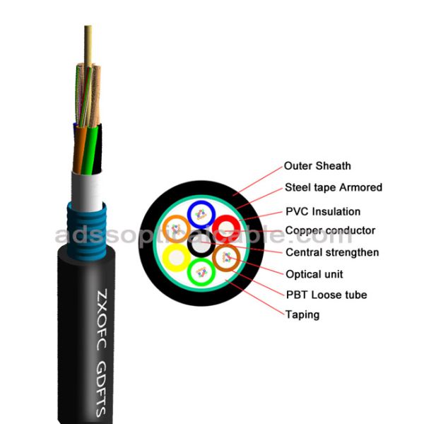 GDTS Stranded Hybrid Fiber Optic Cable Single Mode G652D Power Composite Type