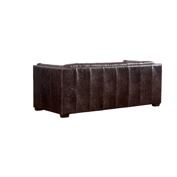 Vintage Dark Brown Genuine Three Seater Leather Sofa Set Multi - Layer Density Sponge