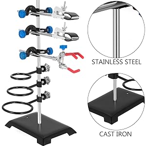Laboratory Grade Metalware Set - Support Stand Premium Iron Material Laboratory Stand Support Lab Clamp Flask Clamp