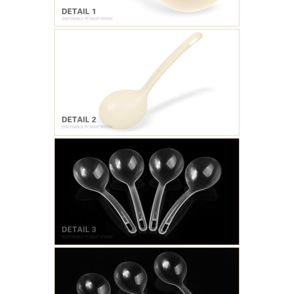 Takeaway supplies disposable PP long handle bulk plastic spoons