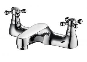 Quality Polished Brass Bathroom Sink Faucets / Two Handle Bath Shower Faucets for sale
