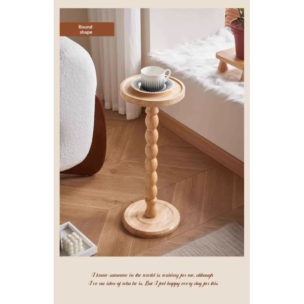 Solid Wood Living Room Table Coffee Table Small Space Mobile Creative Stand Flower Rack Sofa Side Table for Home Coffee Shop