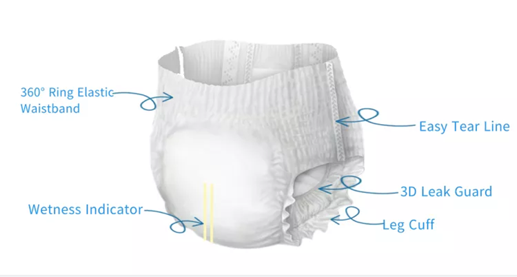 Baby training pants detailed features