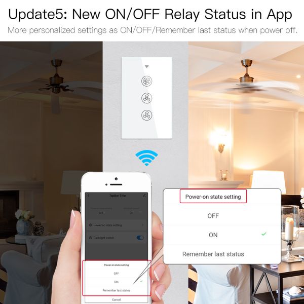 Timing Function Smart Switch For Fan Voice Control Wifi Ceiling Fan switch