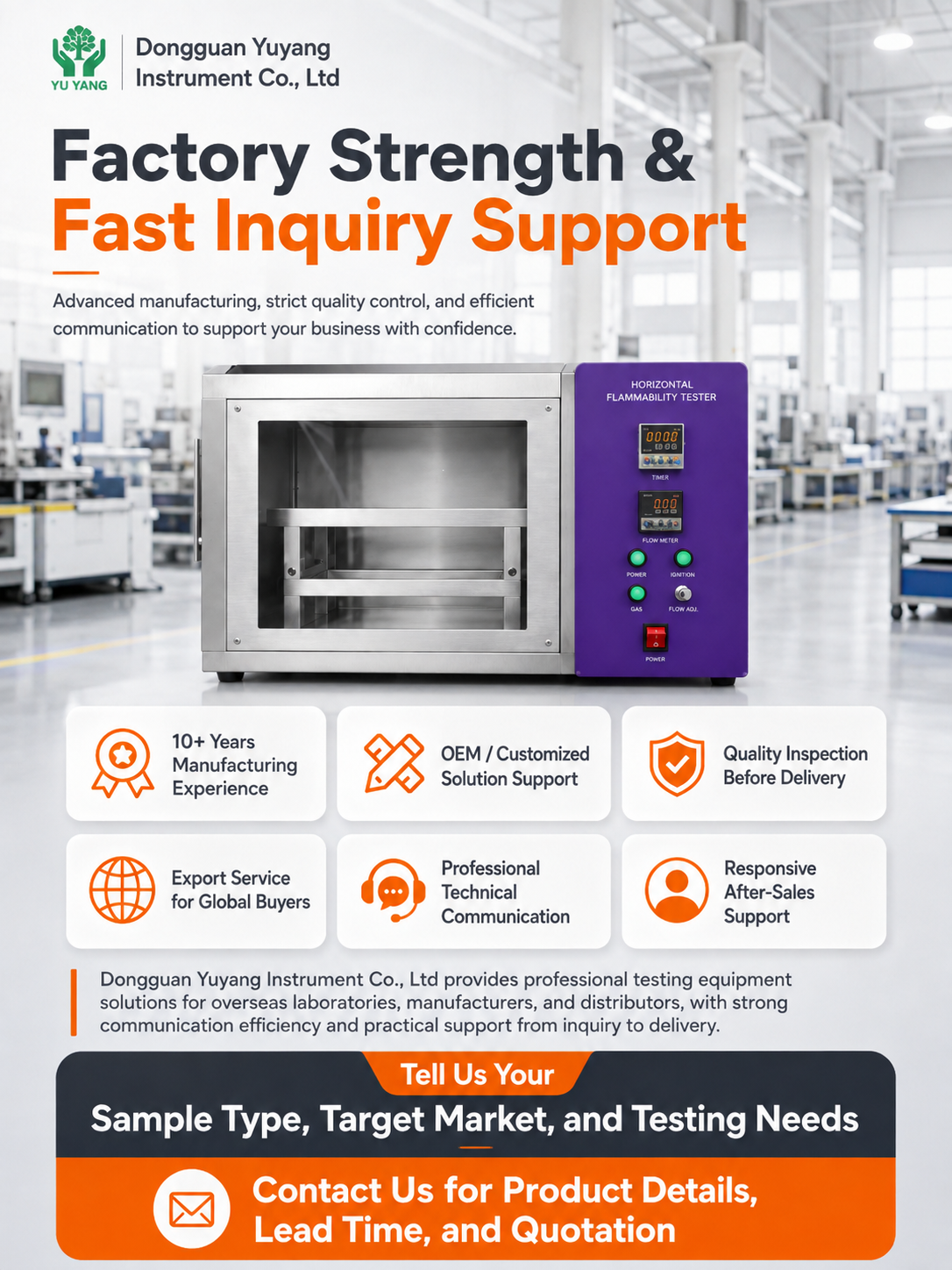 YYF046 Horizontal Flammability Tester