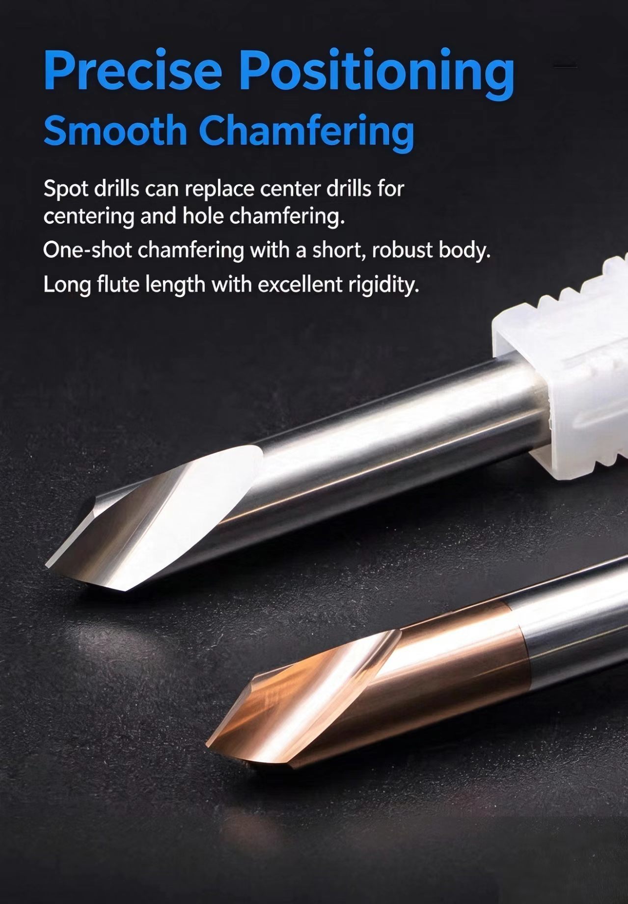90 Degree 2 Flute two-Edge spot drill bits Tungsten Carbide Chamfer Tool
