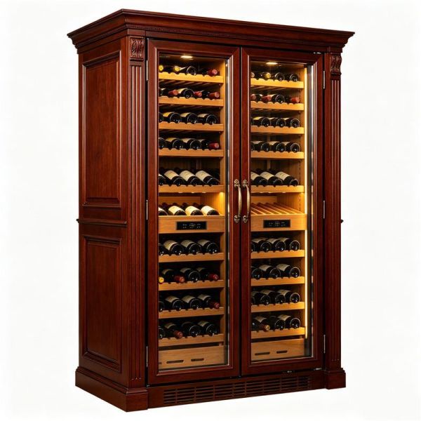 Smart Digital Temperature Control Dual-Zone Solid Wood Wine Cooler Cabinet Smart Digital Temperature Control Dual-Zone Solid Wood Wine Cooler Cabinet
