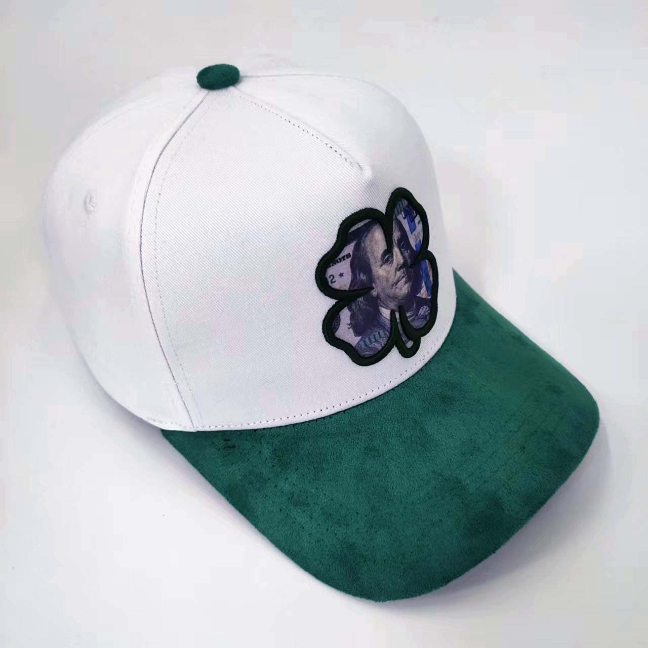 Structured Baseball Cap Two tone Cotton 3D Patch Embroidered 5 panel Mid Profile Custom Pattern Custom Suede
