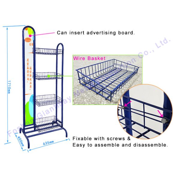 Potato Chips Metal Rack stand for snacks Display Basket