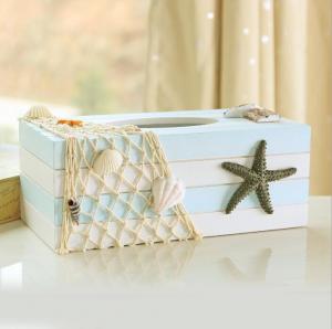 China novelty wooden Tissue box nautical style with star decor /tissue paper holder on sale
