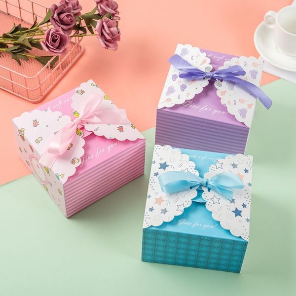 Bright Color Bloom Printed Customized Gift Box Packaging Paper Candy Gift Box