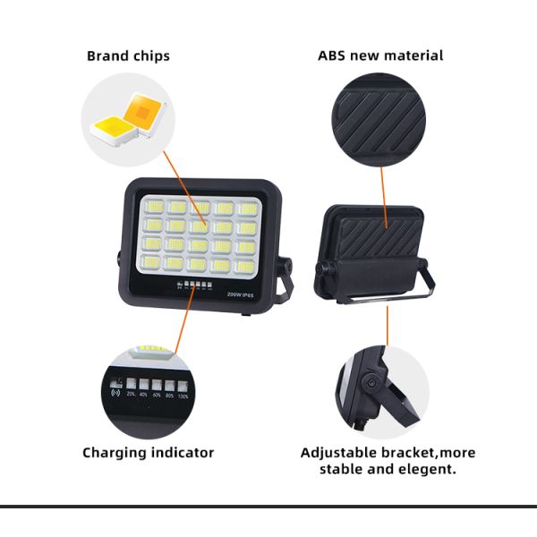 LED Solar Flood Light Waterproof IP65, Adjustable Angle, High Brightness with Durable Shell Design, Ideal for Outdoor