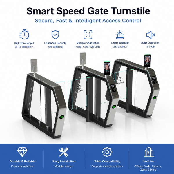 Office Speed Gate Face Recognition Anti-tailgating Multi System Compatibility Servo Motor Silent Operation