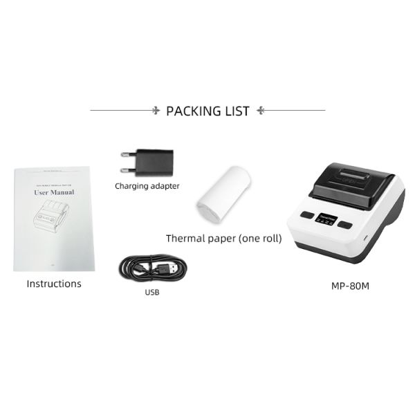 Stocked Mini Thermal Printer 80mm USB Wireless Bluetooth Printer for POS/ESC Command
