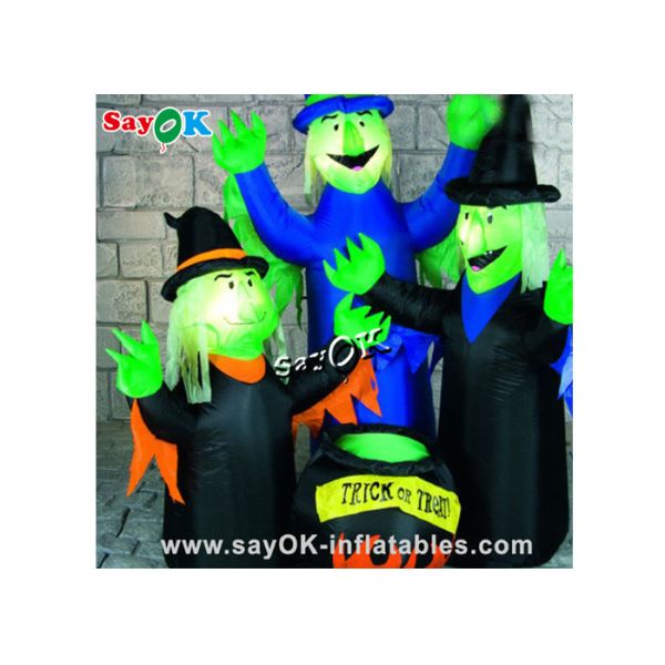 4x6ft Led Lighting Inflatable Halloween Witch With Cauldron