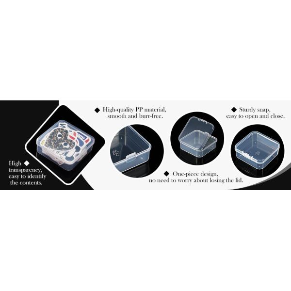 Mini Clear Plastic Beads Storage Box Small Empty Organizer Box with Hinged Lid for Storage of Small Items, Jewelry