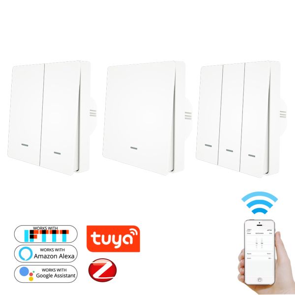 Tuya Push Button Switches No Neutral Zigbee Wireless Smartlife APP Remote Control Smart Life IOT Home Automation System