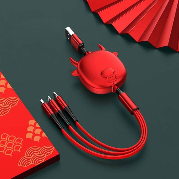 3A Multiple 1.20m Fast Charging USB Cables Black Red Or Custom