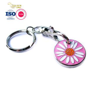Quality Printing Shopping Trolley Keyring , Round Domed Sticker Key Ring Coin Holder for sale