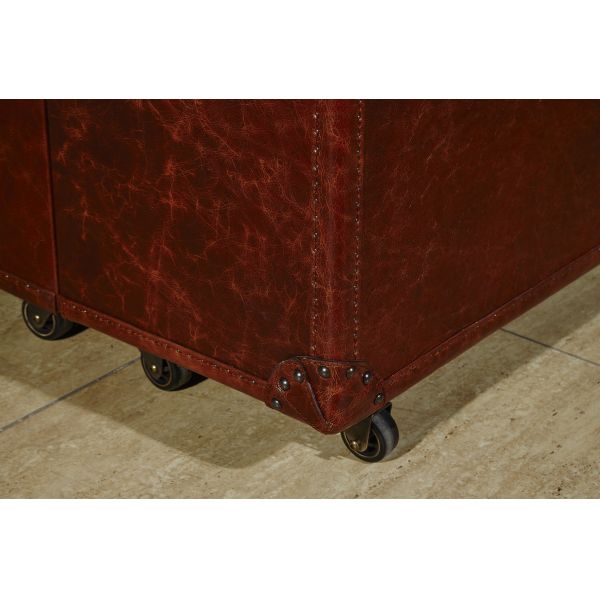 High End Europe Retro Vintage Leather Wine Storage Cabinet With Multi function