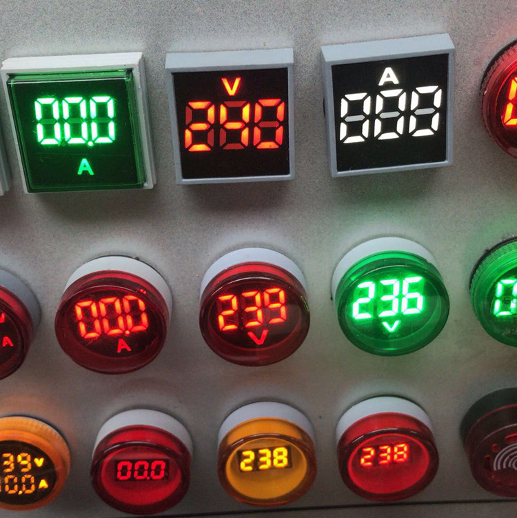 22mm Mini Square Digital Panel Meter Single-Phase Voltmeter Ammeter AC Current 100A Dual LED Display IP53 Rated 0.5 Accuracy