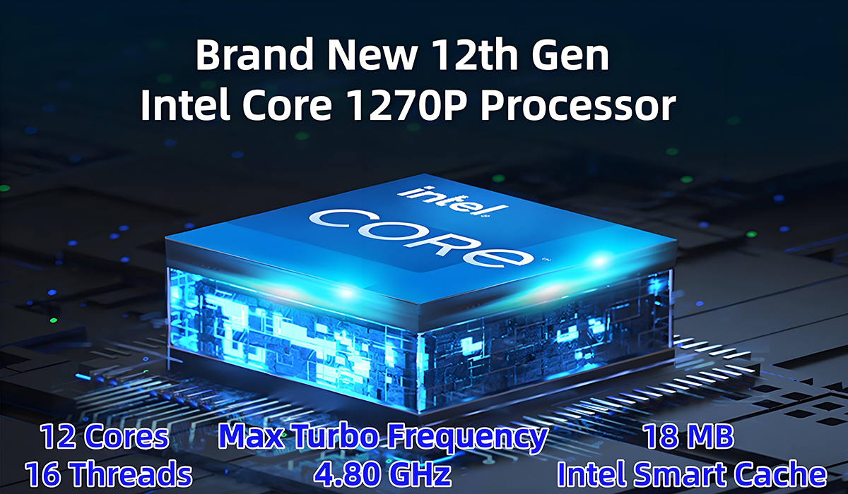 Intel Core I7 1270P Processor Mini PC With 2 LAN 2 HD-MI 1 DP 1 Type-C For Daily Office Security Monitoring