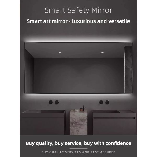 Premium Modern Aluminum Alloy Frame Rectangular LED Bathroom Light Elegant Luxury Anti-Fog Touch Bath Mirrors for Hotel