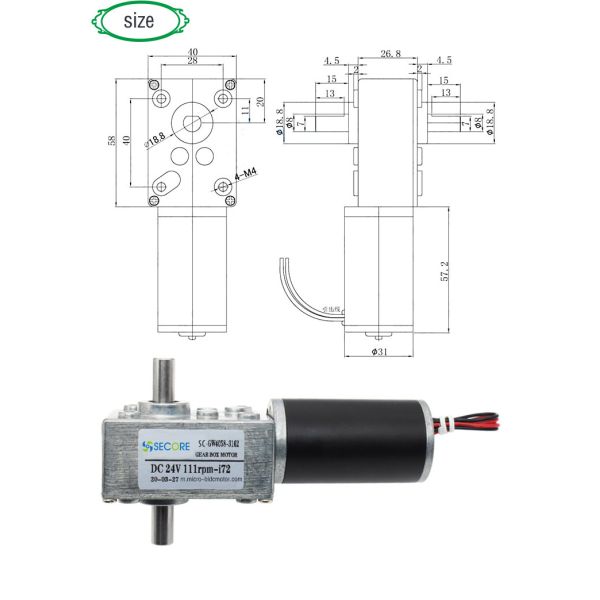 4.4A 260rpm Dual Shaft Gear Motor High Torque For PTZ Camera