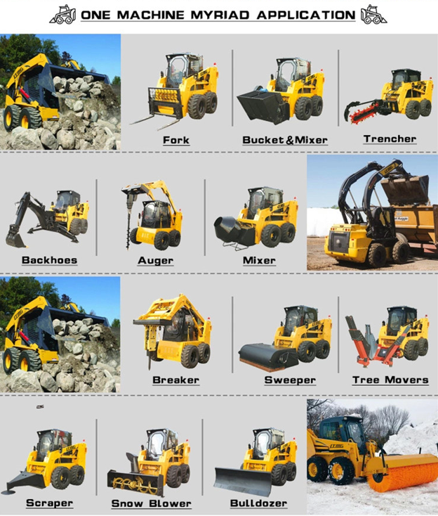 Yanmar Engine Fully Hydraulic Skid Steer Loader with Ce Certification and Attachments