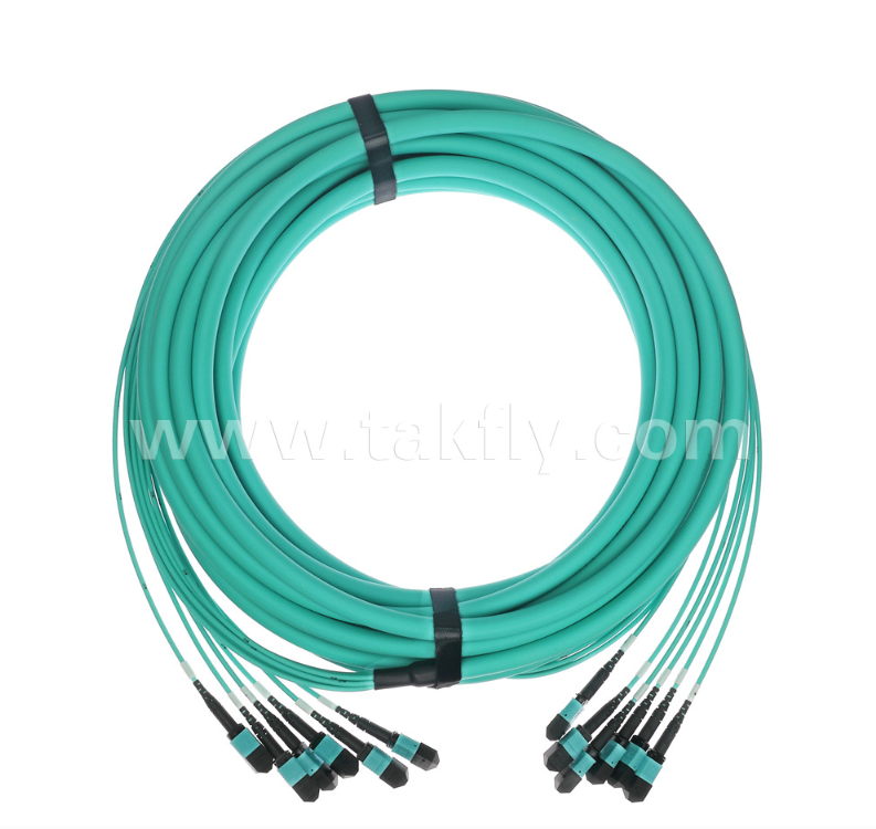 72-Core MPO/PC Trunk Patch Cord – OM3 Multimode, 6×MPO Input to 6×MPO Output, Low Insertion Loss, for High-Density Data Center & 40G/100G SR4/SR10