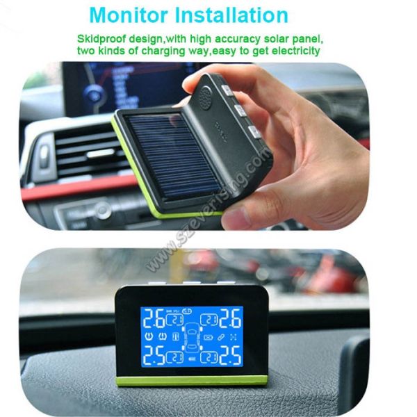 Solar TPMS System with Replaceable Battery Internal Tire Sensors and External Sensors