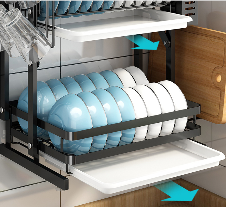 Rustproof 30KG Loading 3 Tier Stainless Steel Dish Drying Rack Foldable