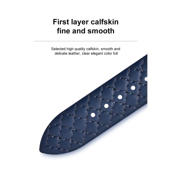 Diamond-patterned genuine leather strap