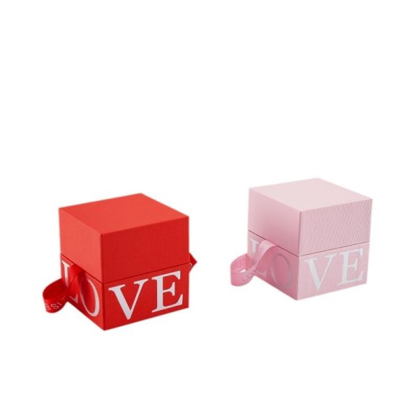 Square Jewelry Gift Box Premium Hand Held Watch Ring Packaging Elegant Rose Ribbon Design Perfect for Wedding Favors Valentines Day Gifts