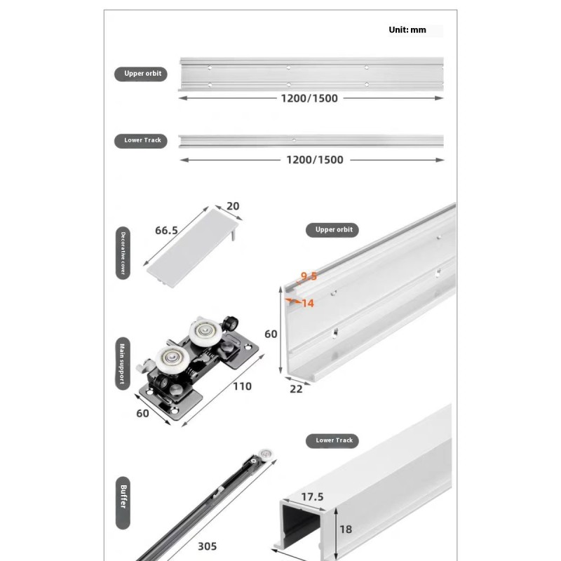 Ghost Door Dual Direction Buffer Hanging Wheel Special Hardware Accessory for Trackless Sliding Furniture for Living Room