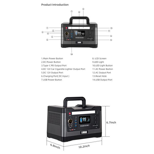 1000W Solar Portable Power Station Generator AC DC Output