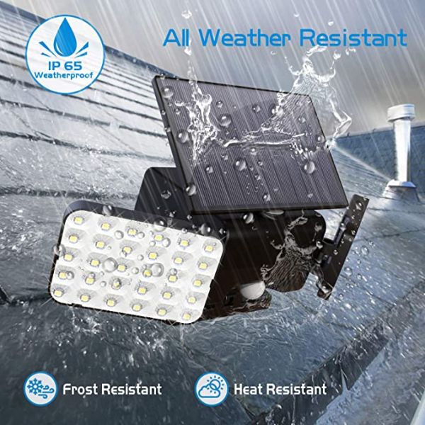 Adjustable Heads 1000lm 260Pcs LED Solar Motion Sensor Wall Light Outdoor