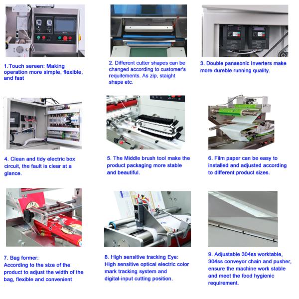 2.4KW Automatic Packaging Line / Small Cookie Flow Pack Wrapper 3770*670*1450mm