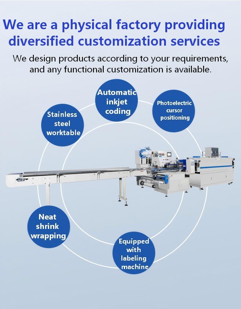 Fully Automatic CHIC Brand Pillow Heat Shrink Film Packaging Machine for Tableware Bottles Milk Tea & Cosmetic Wrapping
