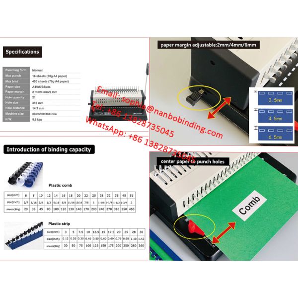 S328 Max Punch 16 Sheets Office efficiency comb binding machine
