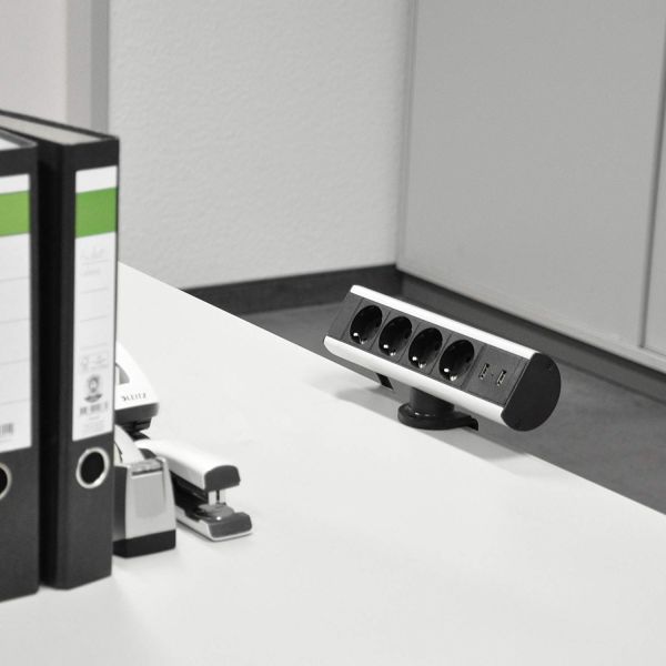 4 Way Desk Mount Power Strip Simple Design Overvoltage Protection Durable