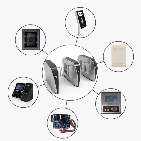 Automatic Swing Barrier Turnstile with DC24V 6.25A Voice Broadcast and Indicator LED for Access Control