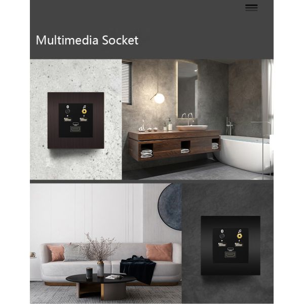 Smart Laffey Multimedia Wall Socket Champagne / Bronze Color
